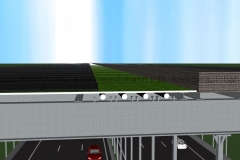 Schema: Begrünte T-Konstruktion mit Photovoltaik, ohne e-Bahnschienen