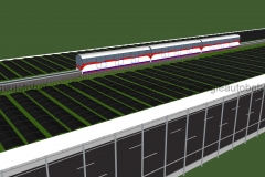 Schema: Elektrische Versorgungsbahn und Pflanzstreifen für Insekten auf T-Konstruktion
