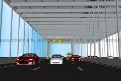 Schema: Bau- oder Wartungsmaßnahme an T-Konstruktion während Fahrbetrieb