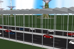 Schema: Energieautobahn mit seitlichem Aufprallschutz für T-Konstruktion