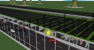 Schema: Photovoltaik-Anlage über der Autobahn