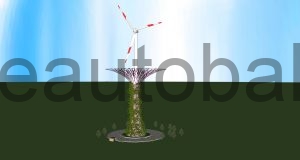 Schema: Windkraftanlage mit vertikaler Bepflanzung