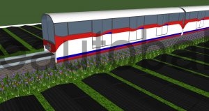 Schema: Elektrische Versorgungsbahn und Pflanzstreifen für Insekten